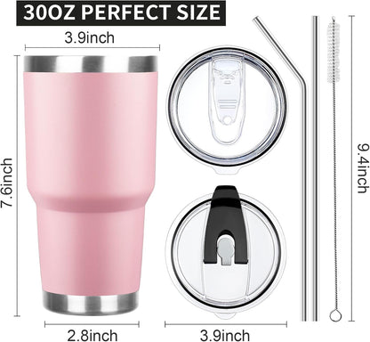 20oz Tumbler with Lid and Straw Double Wall Powder Coated Vacuum Insulated Coffee Tumbler Stainless Steel Insulated Travel Coffee Mug Spill-Proof Thermal Cup for Hot and Cold Beverage,Black