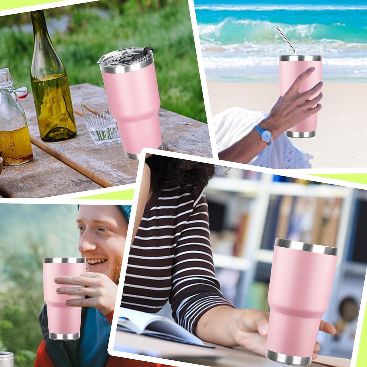20oz Tumbler with Lid and Straw Double Wall Powder Coated Vacuum Insulated Coffee Tumbler Stainless Steel Insulated Travel Coffee Mug Spill-Proof Thermal Cup for Hot and Cold Beverage,Black