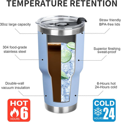 20oz Tumbler with Lid and Straw Double Wall Powder Coated Vacuum Insulated Coffee Tumbler Stainless Steel Insulated Travel Coffee Mug Spill-Proof Thermal Cup for Hot and Cold Beverage,Black