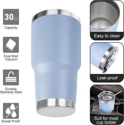 20oz Tumbler with Lid and Straw Double Wall Powder Coated Vacuum Insulated Coffee Tumbler Stainless Steel Insulated Travel Coffee Mug Spill-Proof Thermal Cup for Hot and Cold Beverage,Black