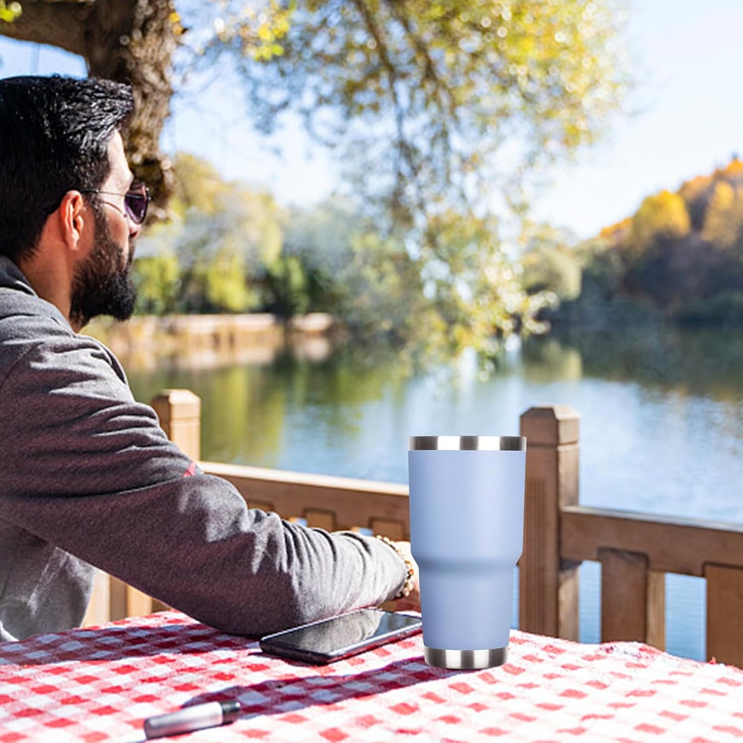 20oz Tumbler with Lid and Straw Double Wall Powder Coated Vacuum Insulated Coffee Tumbler Stainless Steel Insulated Travel Coffee Mug Spill-Proof Thermal Cup for Hot and Cold Beverage,Black