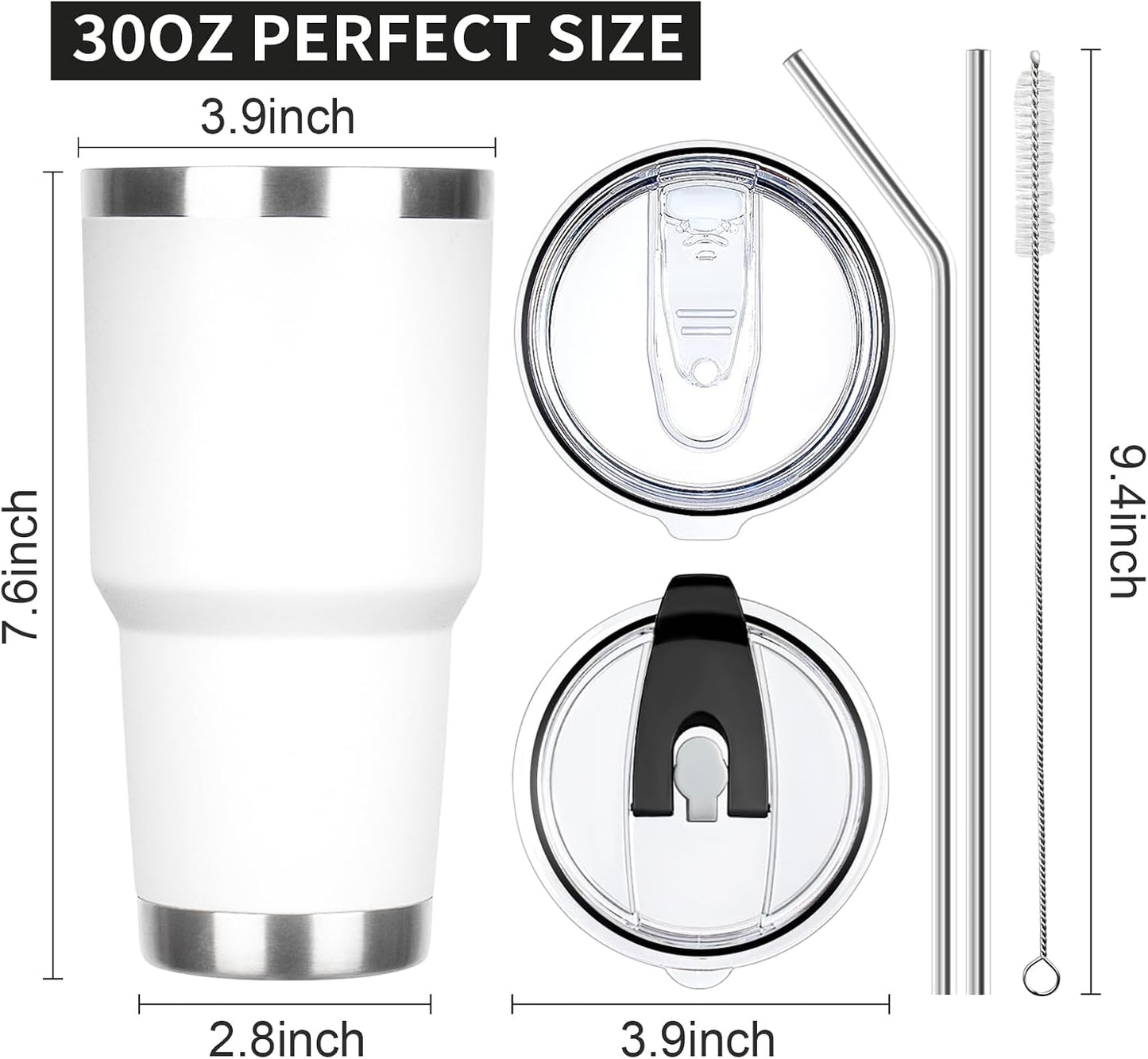 20oz Tumbler with Lid and Straw Double Wall Powder Coated Vacuum Insulated Coffee Tumbler Stainless Steel Insulated Travel Coffee Mug Spill-Proof Thermal Cup for Hot and Cold Beverage,Black