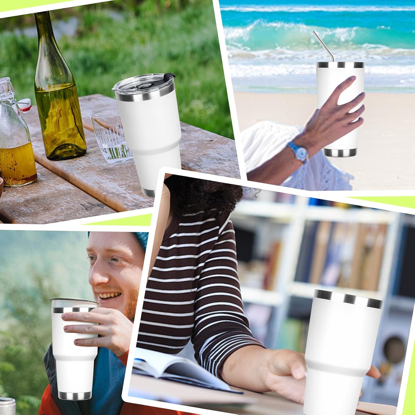 20oz Tumbler with Lid and Straw Double Wall Powder Coated Vacuum Insulated Coffee Tumbler Stainless Steel Insulated Travel Coffee Mug Spill-Proof Thermal Cup for Hot and Cold Beverage,Black