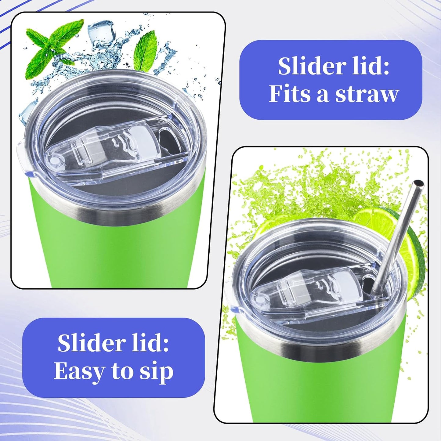 20oz Tumbler with Lid and Straw Double Wall Powder Coated Vacuum Insulated Coffee Tumbler Stainless Steel Insulated Travel Coffee Mug Spill-Proof Thermal Cup for Hot and Cold Beverage,Black