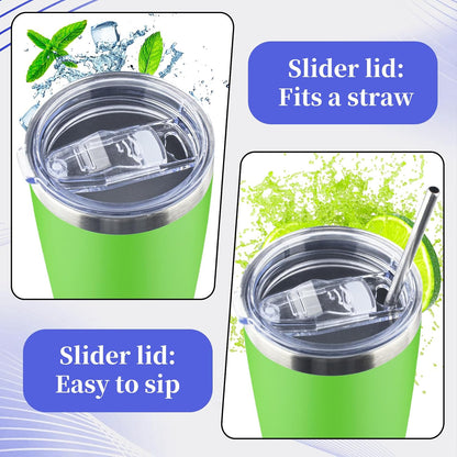 20oz Tumbler with Lid and Straw Double Wall Powder Coated Vacuum Insulated Coffee Tumbler Stainless Steel Insulated Travel Coffee Mug Spill-Proof Thermal Cup for Hot and Cold Beverage,Black