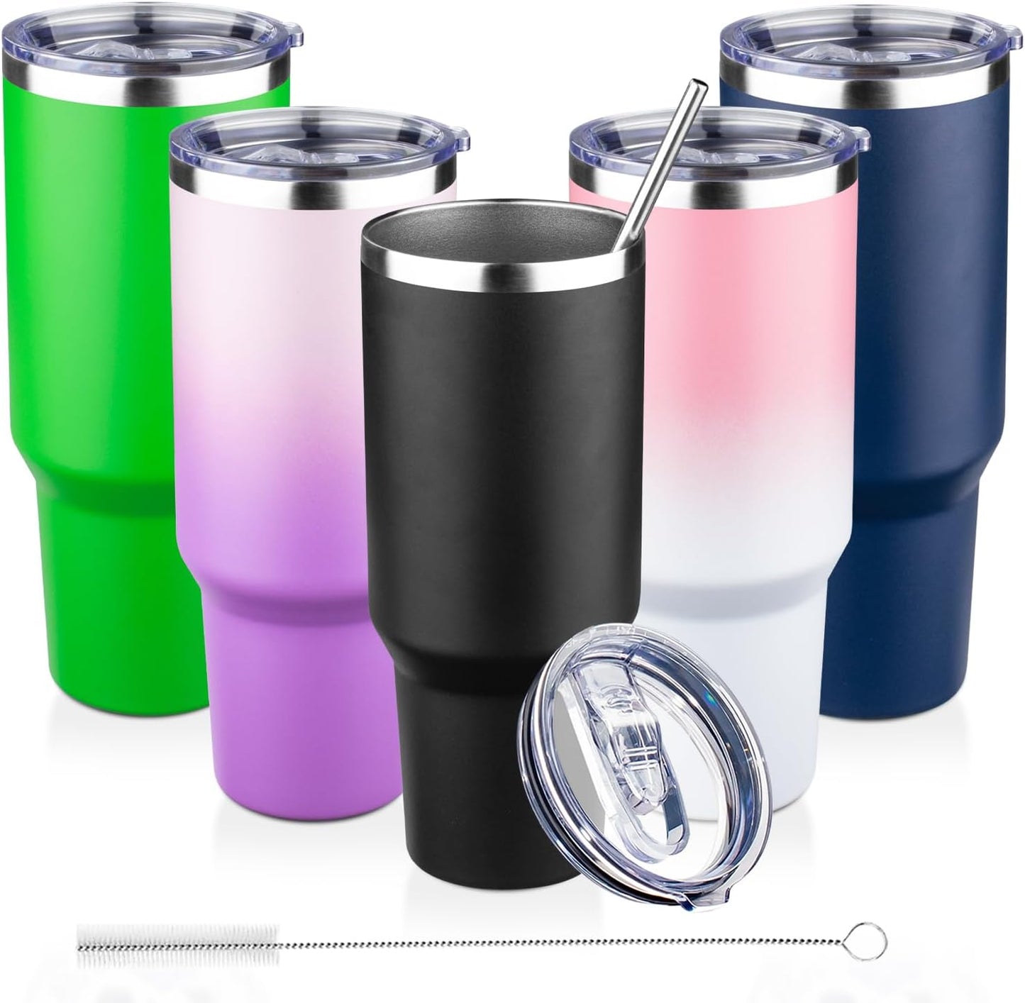 20oz Tumbler with Lid and Straw Double Wall Powder Coated Vacuum Insulated Coffee Tumbler Stainless Steel Insulated Travel Coffee Mug Spill-Proof Thermal Cup for Hot and Cold Beverage,Black