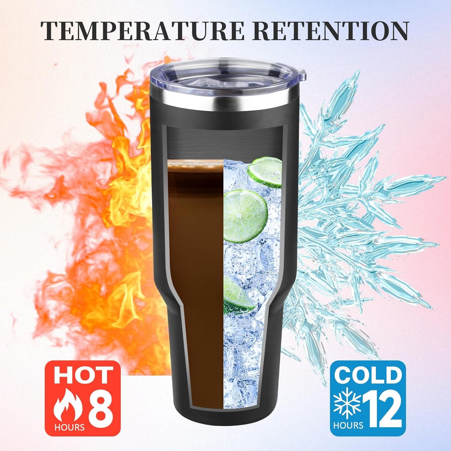 20oz Tumbler with Lid and Straw Double Wall Powder Coated Vacuum Insulated Coffee Tumbler Stainless Steel Insulated Travel Coffee Mug Spill-Proof Thermal Cup for Hot and Cold Beverage,Black