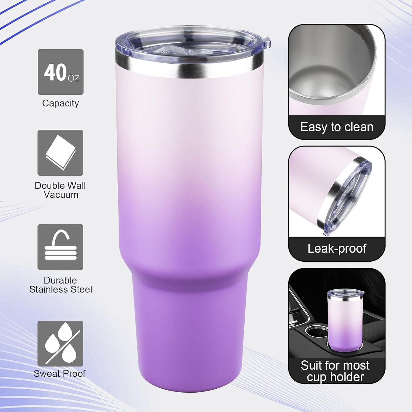 20oz Tumbler with Lid and Straw Double Wall Powder Coated Vacuum Insulated Coffee Tumbler Stainless Steel Insulated Travel Coffee Mug Spill-Proof Thermal Cup for Hot and Cold Beverage,Black