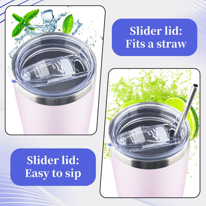 20oz Tumbler with Lid and Straw Double Wall Powder Coated Vacuum Insulated Coffee Tumbler Stainless Steel Insulated Travel Coffee Mug Spill-Proof Thermal Cup for Hot and Cold Beverage,Black