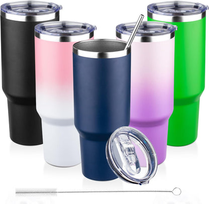 20oz Tumbler with Lid and Straw Double Wall Powder Coated Vacuum Insulated Coffee Tumbler Stainless Steel Insulated Travel Coffee Mug Spill-Proof Thermal Cup for Hot and Cold Beverage,Black