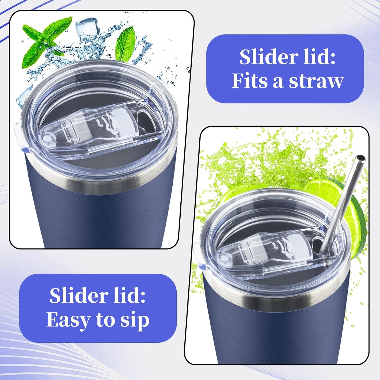 20oz Tumbler with Lid and Straw Double Wall Powder Coated Vacuum Insulated Coffee Tumbler Stainless Steel Insulated Travel Coffee Mug Spill-Proof Thermal Cup for Hot and Cold Beverage,Black