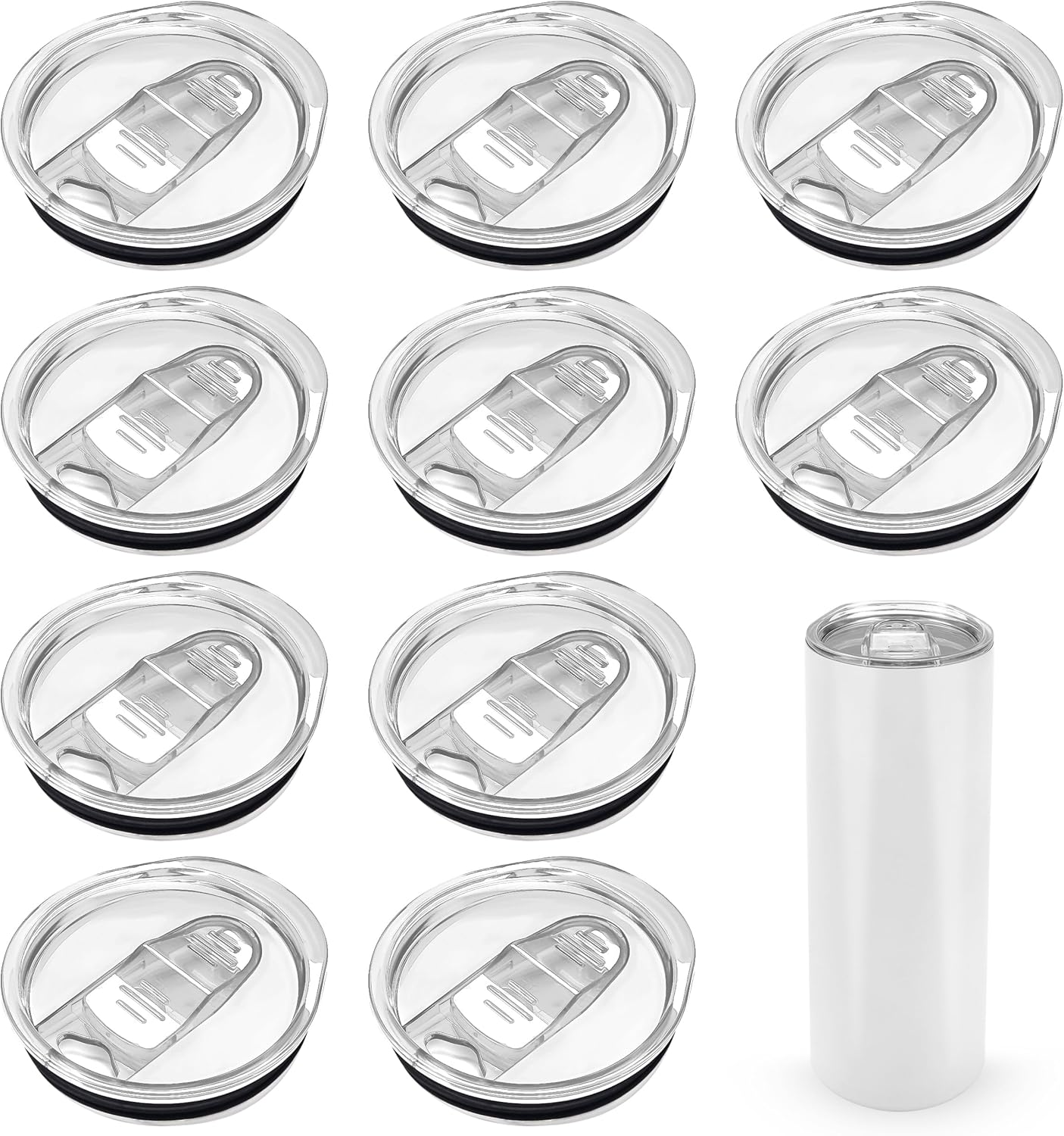 10 Pack Replacement Lids for 20 oz Skinny Straight Tumbler Multi | Sliding, splash resistant lids for 20oz sublimation tumblers for cafés and party, for daily drinks, DIY tumbler sets