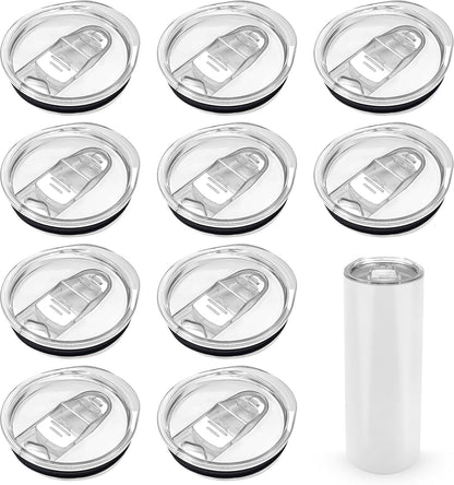 10 Pack Replacement Lids for 20 oz Skinny Straight Tumbler Multi | Sliding, splash resistant lids for 20oz sublimation tumblers for cafés and party, for daily drinks, DIY tumbler sets