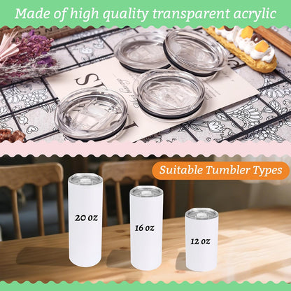 10 Pack Replacement Lids for 20 oz Skinny Straight Tumbler Multi | Sliding, splash resistant lids for 20oz sublimation tumblers for cafés and party, for daily drinks, DIY tumbler sets