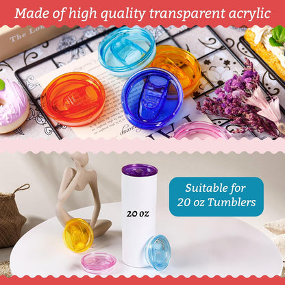 10 Pack Replacement Lids for 20 oz Skinny Straight Tumbler Multi | Sliding, splash resistant lids for 20oz sublimation tumblers for cafés and party, for daily drinks, DIY tumbler sets