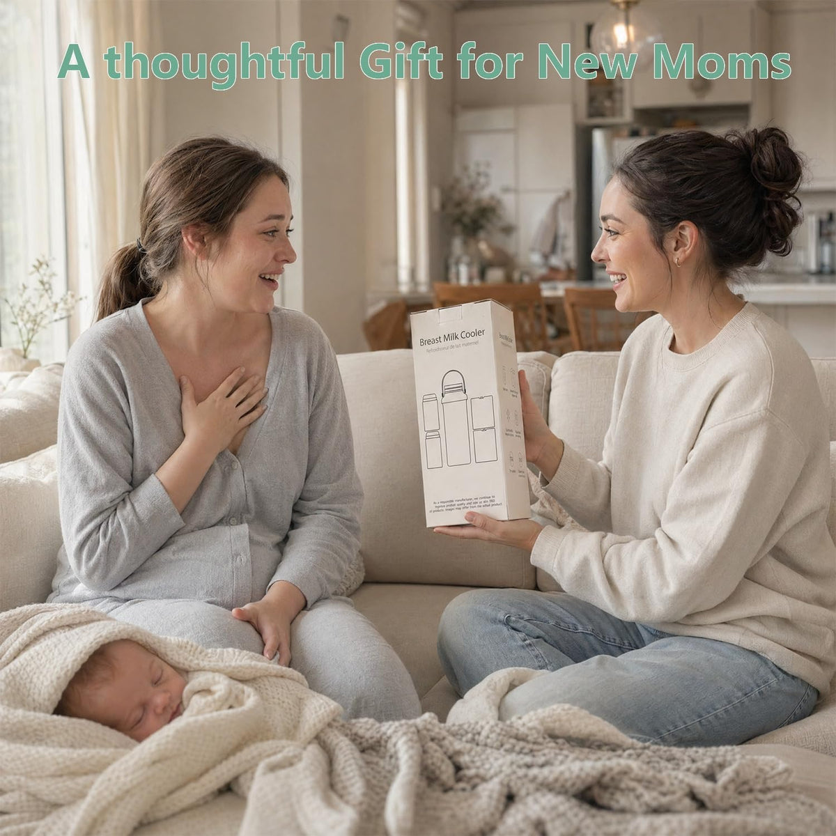 Portable Breast Milk Cooler Bottle - Mothers Day Gift 22oz Capacity Breastmilk Chiller for Travel, 360° Cooling Keeps Milk Fresh for 24 Hours, Breastfeeding Essentials with 2pcs Bottle for Storage