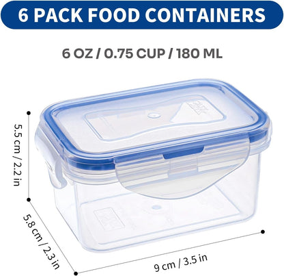 Small Food Storage Containers, BPA-Free Plastic, 4 Pack (0.75 Cup)
