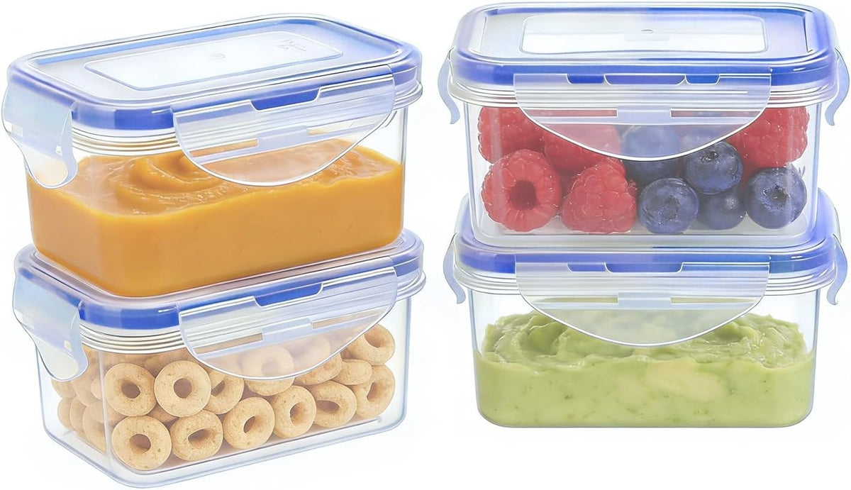 Small Food Storage Containers, BPA-Free Plastic, 4 Pack (0.75 Cup)