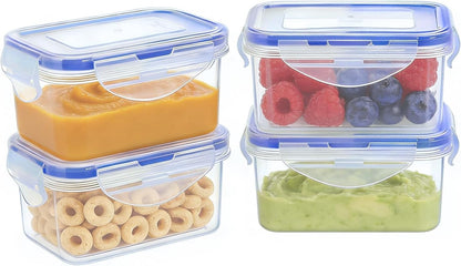 Small Food Storage Containers, BPA-Free Plastic, 4 Pack (0.75 Cup)