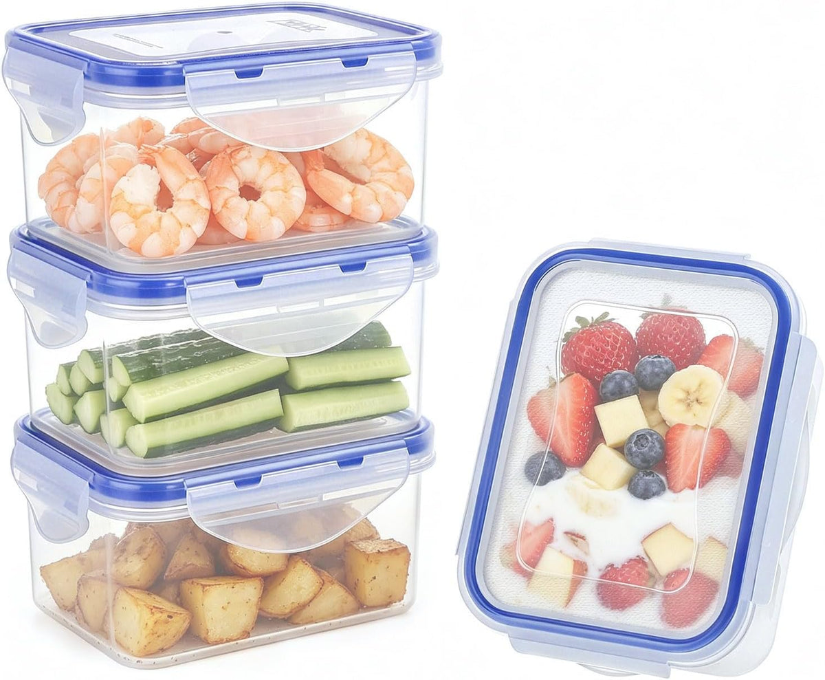 Small Food Storage Containers, BPA-Free Plastic, 4 Pack (0.75 Cup)