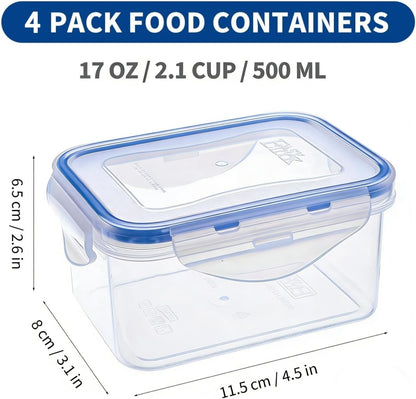 Small Food Storage Containers, BPA-Free Plastic, 4 Pack (0.75 Cup)