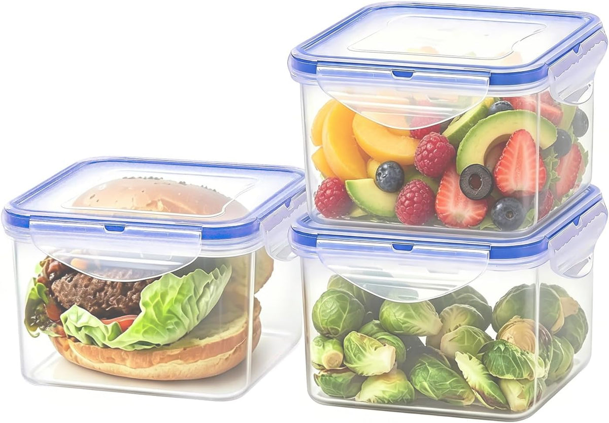 Small Food Storage Containers, BPA-Free Plastic, 4 Pack (0.75 Cup)