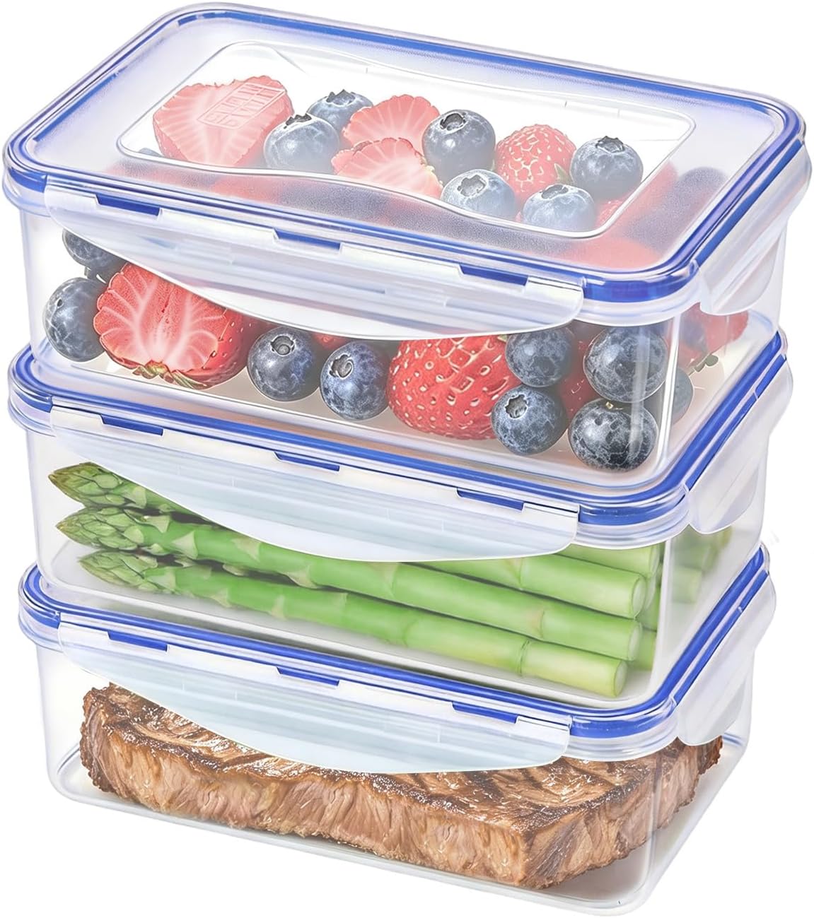 Small Food Storage Containers, BPA-Free Plastic, 4 Pack (0.75 Cup)