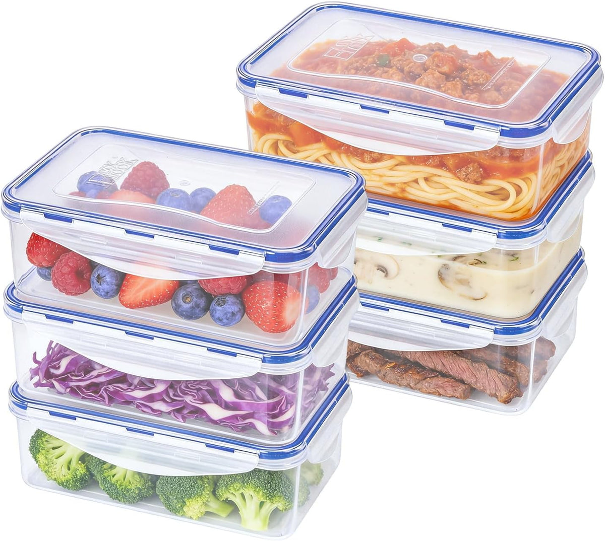 Small Food Storage Containers, BPA-Free Plastic, 4 Pack (0.75 Cup)