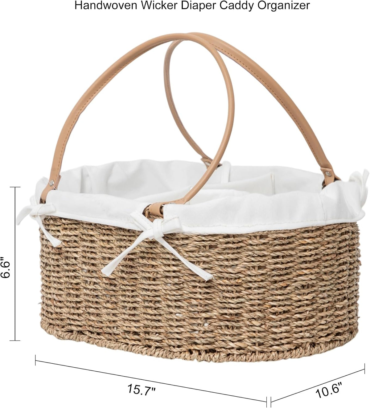 Wicker Diaper Caddy basket,Woven Baby Organizer for Nursery