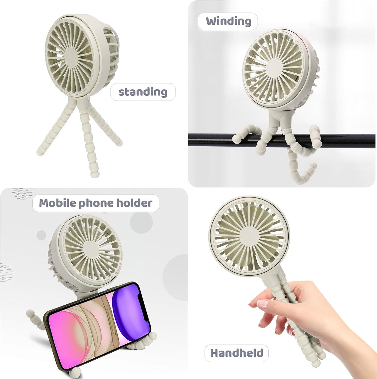 LAT Stroller Fan Flexible Tripod Clip On Fan,Portable Fan Car Seat Baby Fan with Flexible Tripod (Navy Blue)