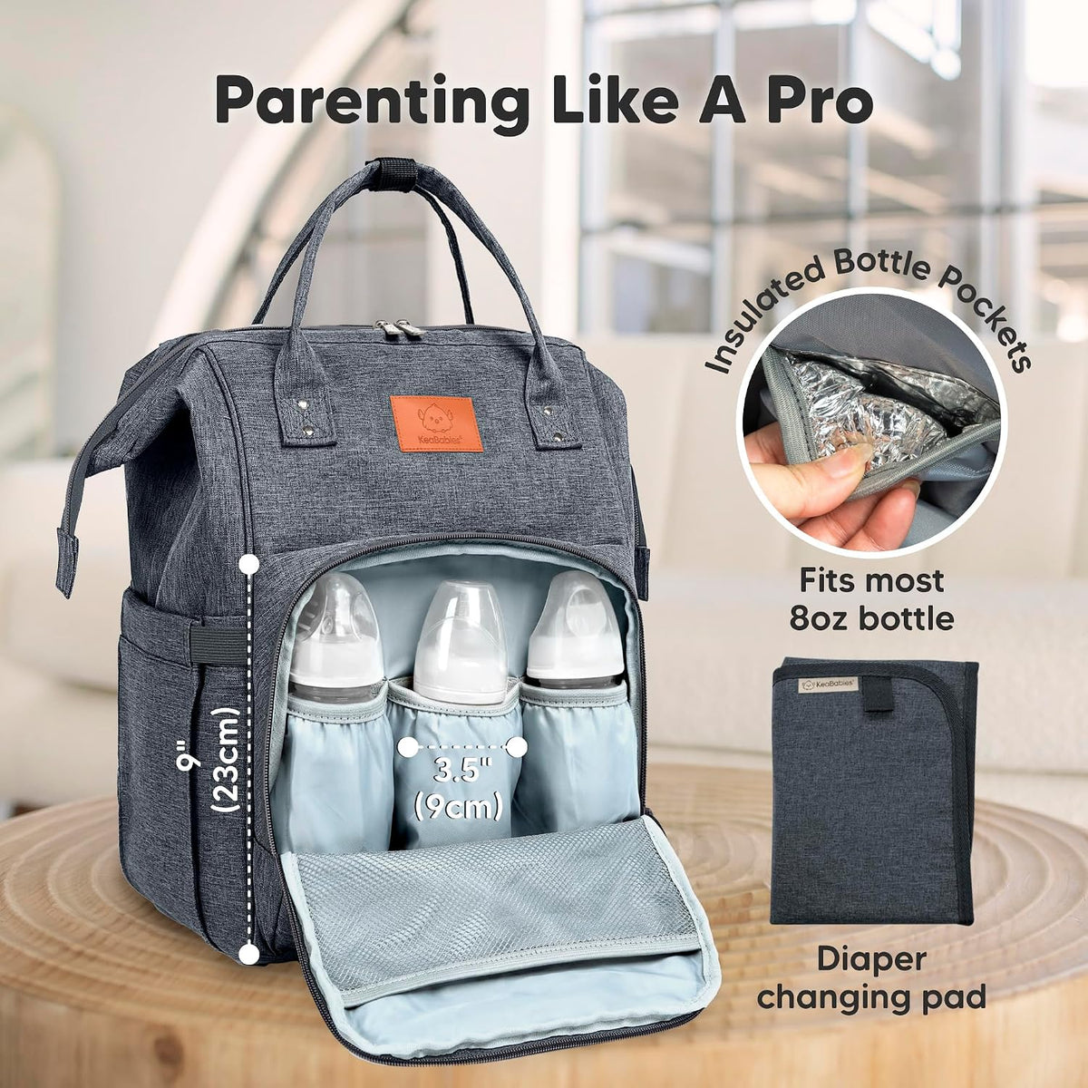 Baby Diaper Bag Backpack, Baby Bag for Boys, Girls (Trendy Black)