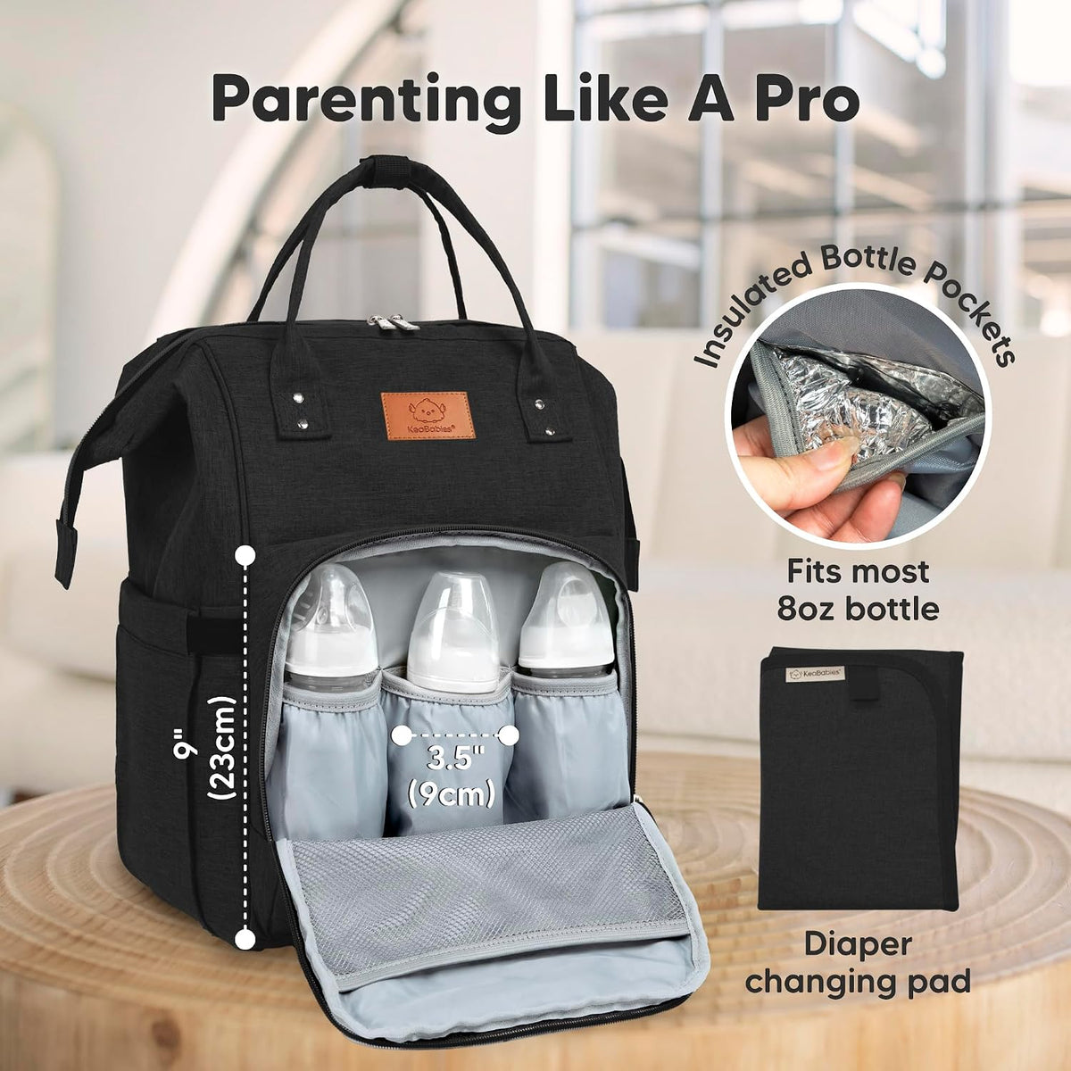 Baby Diaper Bag Backpack, Baby Bag for Boys, Girls (Trendy Black)