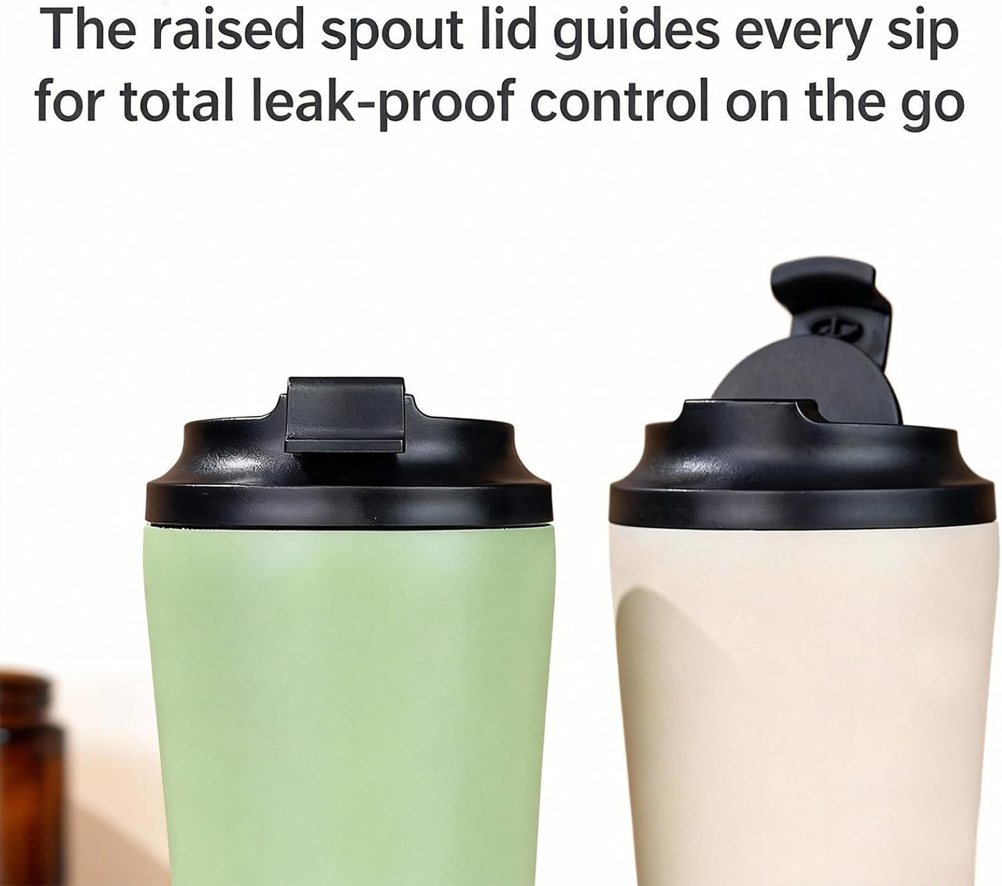12oz Stainless Steel Insulated Coffee Mug with Lid, Olive Green | Flip lid&extended Spout for Smooth Flow. Wide Mouth for Ice Fill & Cleaning. Cupholder Friendly for Commute Travel Daily Use