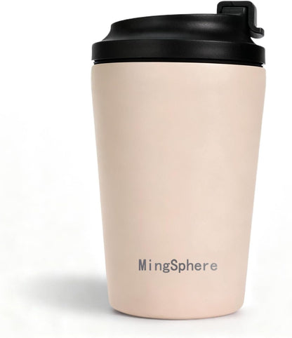 12oz Stainless Steel Insulated Coffee Mug with Lid, Olive Green | Flip lid&extended Spout for Smooth Flow. Wide Mouth for Ice Fill & Cleaning. Cupholder Friendly for Commute Travel Daily Use