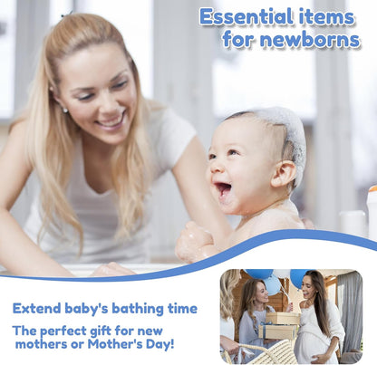 Baby Bath Kneeler and Elbow Rest Pad Set, Extra Large Memory Foam Kneeling Pad with 4 Toy Storage Pockets, Non-Slip Foam Mat with Suction Cups, Relief for Aching Knees & Elbows - Grey