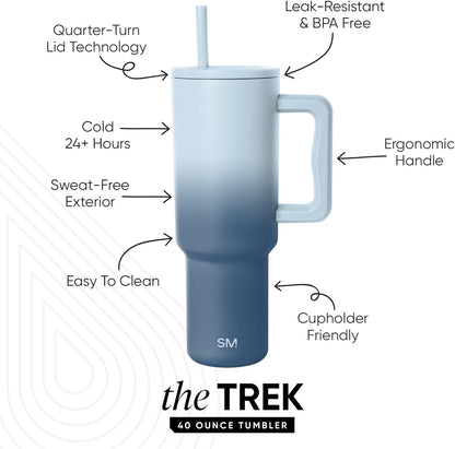 Tumbler with Handle and Straw | 30oz | Tie Dye | Trek Tumbler, Travel Mug | Insulated Water Bottle, Cupholder Friendly, Stainless Steel Cup | Ocean Tide - Colors A
