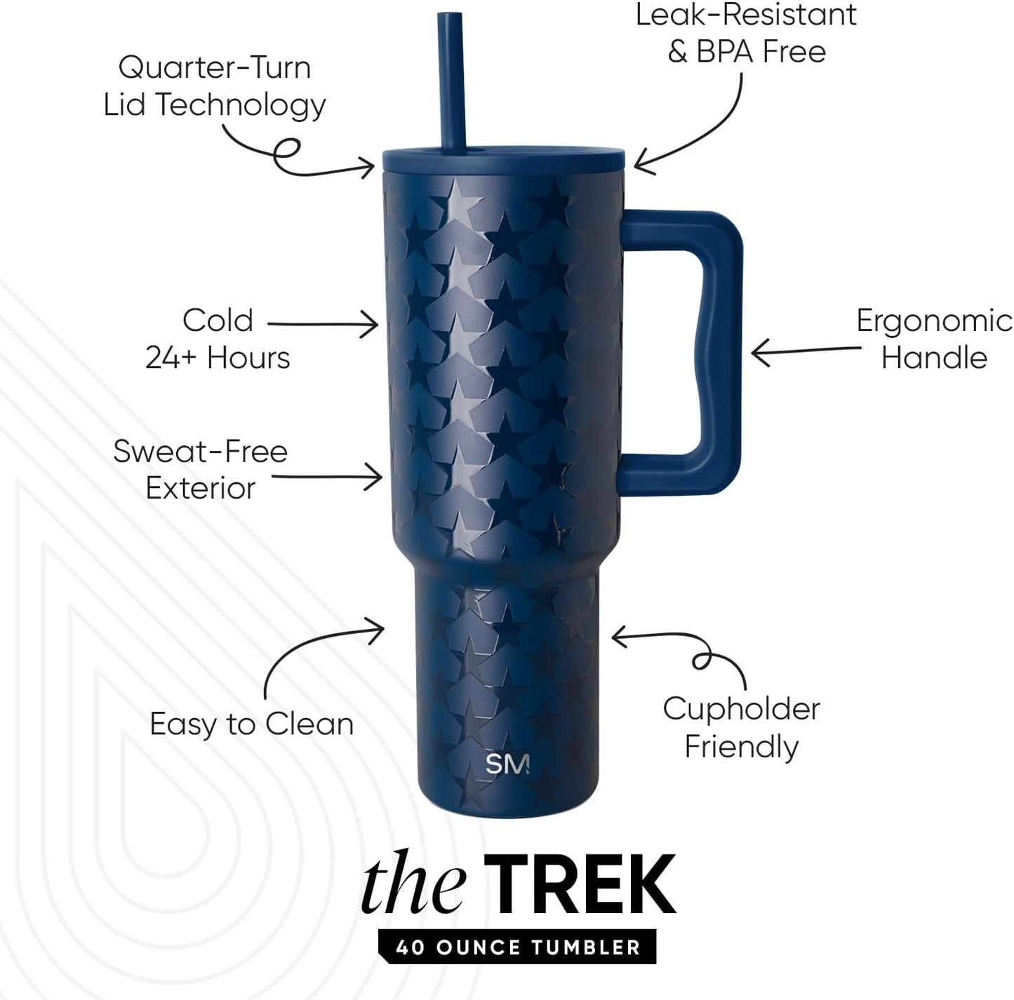 Tumbler with Handle and Straw | 30oz | Tie Dye | Trek Tumbler, Travel Mug | Insulated Water Bottle, Cupholder Friendly, Stainless Steel Cup | Ocean Tide - Colors A