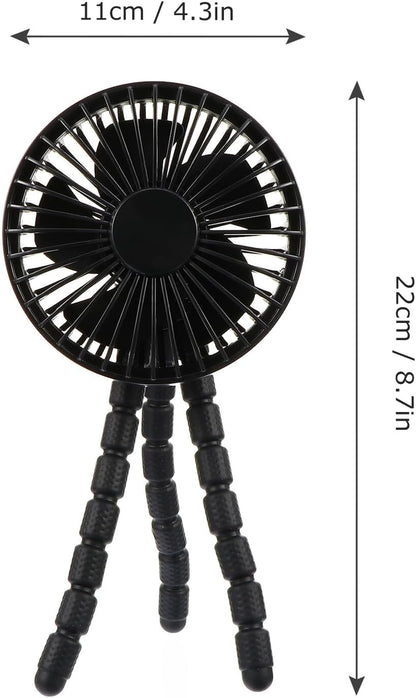 Portable Mini Stroller Fan with Flexible Tripod, Handheld Mute USB Cooling Fan for Strollers and Outdoor Use