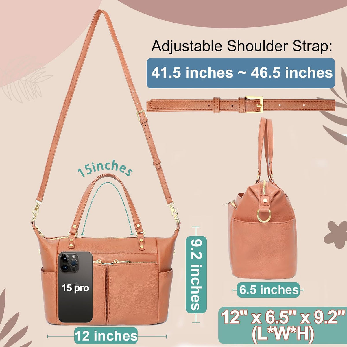 Small Diaper Bag, Mini Diaper Tote, Leather Diaper Bag Purse, Crossbody Baby Bag with 13 Pockets, Diaper Clutch for Women Mom, 2 Insulated Pockets(Brown)
