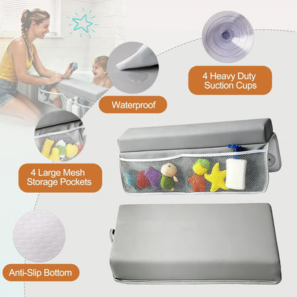 Baby Waterproof Vegan Leather Bath Kneeler and Elbow Rest Pad Set