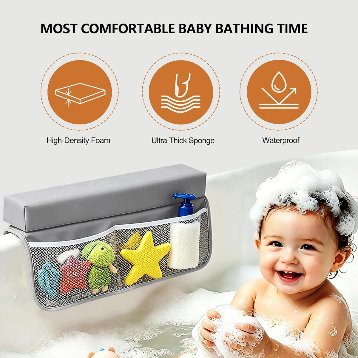 Baby Waterproof Vegan Leather Bath Kneeler and Elbow Rest Pad Set