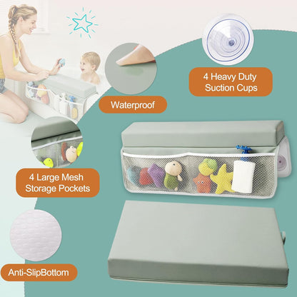 Baby Waterproof Vegan Leather Bath Kneeler and Elbow Rest Pad Set