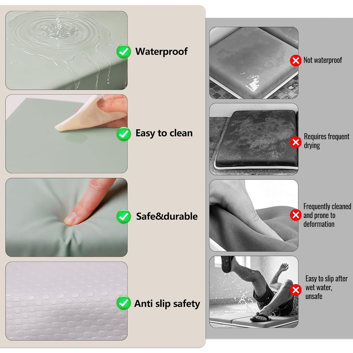 Baby Waterproof Vegan Leather Bath Kneeler and Elbow Rest Pad Set