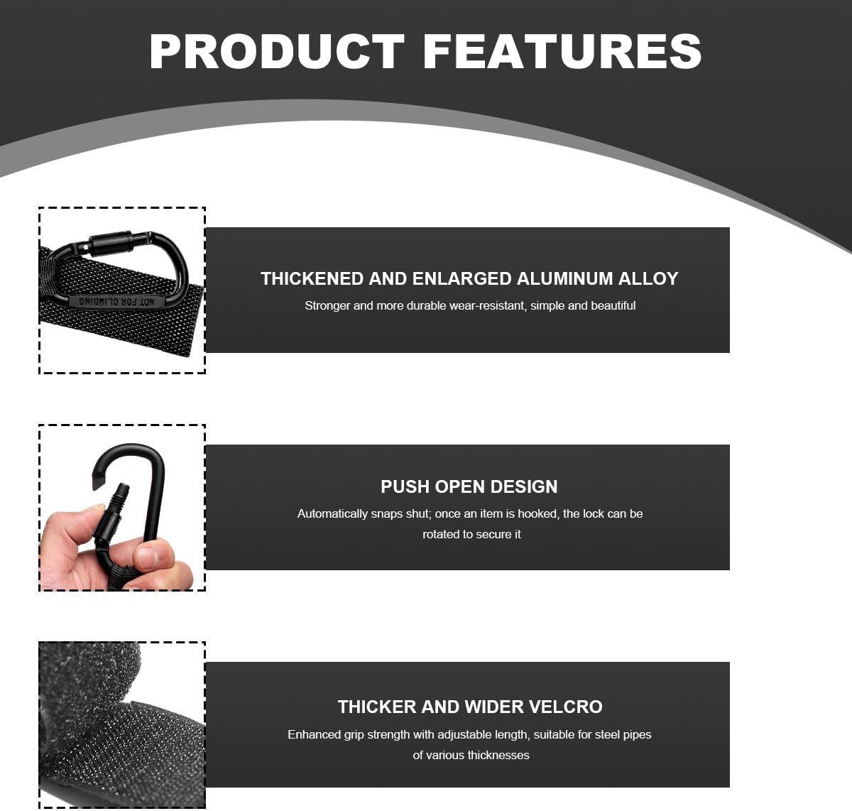 Hook for Hanging Helmet Headset, Multi-Purpose Motorcycle Carabiner Hook, Heavy Duty Strap Clip for Stroller Bike