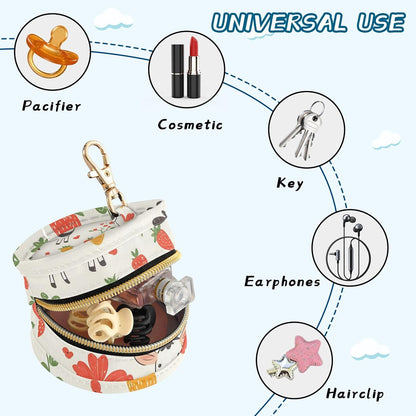 Cow and Strawberry Baby Pacifier Holder Case, Dustproof Portable Storage Box for Diaper Bag Purse, Pacifier Storage Container for Boys & Girls