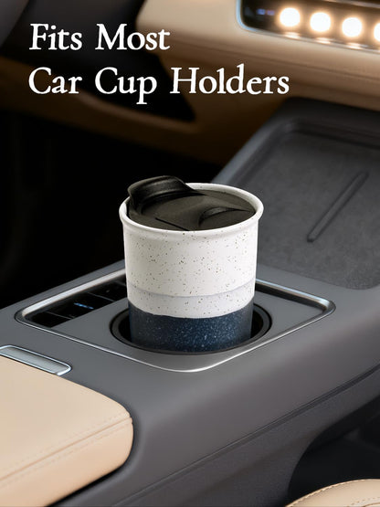 Ceramic Travel Mug with Lid, Blue Double Wall Coffee Mug Tumbler, Reusable Tall Cup, Splash Resistant Lid, Dishwasher Microwaveable Safe