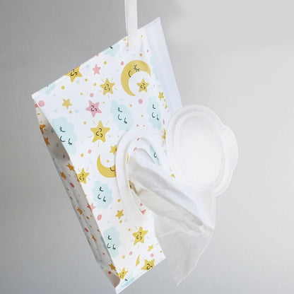 Wipes Dispenser Set,1 Wipe Box & 2 Portable Pouches,White Blue