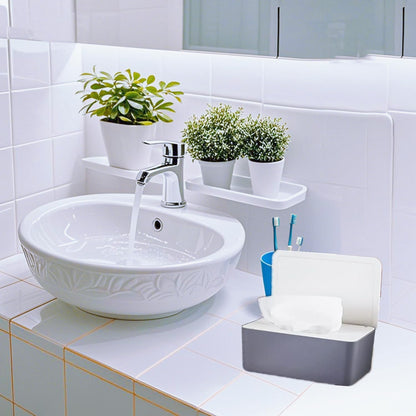 Wipes Dispenser Set,1 Wipe Box & 2 Portable Pouches,White Blue