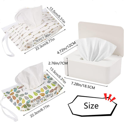 Wipes Dispenser Set,1 Wipe Box & 2 Portable Pouches,White Blue