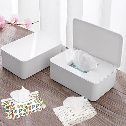 Wipes Dispenser Set,1 Wipe Box & 2 Portable Pouches,White Blue